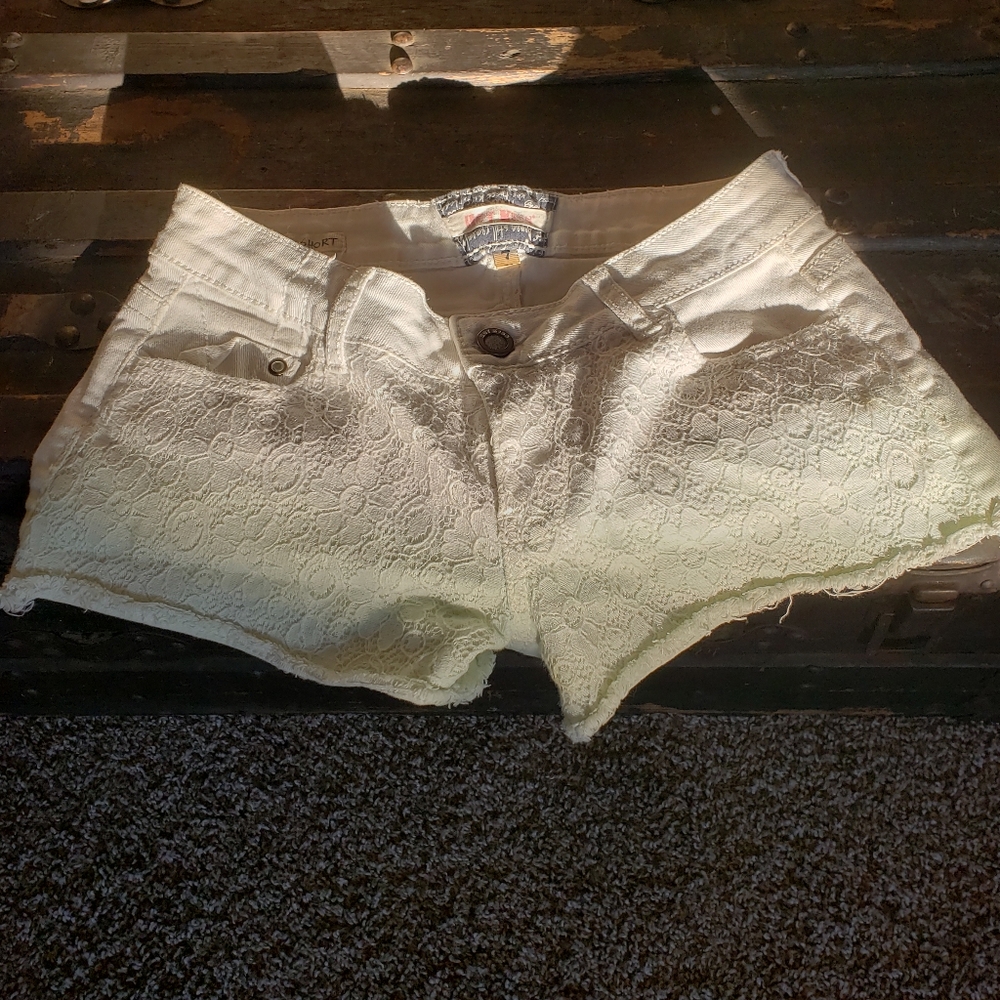 Cici shirt hot mess green ombre floral lace SZ 7